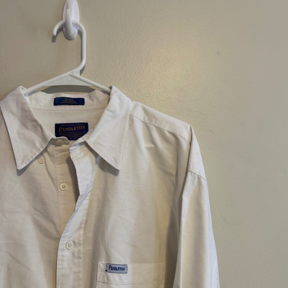 Vintage Men's Pendleton Long Sleeve Button Up Shirt XL Beige 100% Cotton Staples - Picture 2 of 4